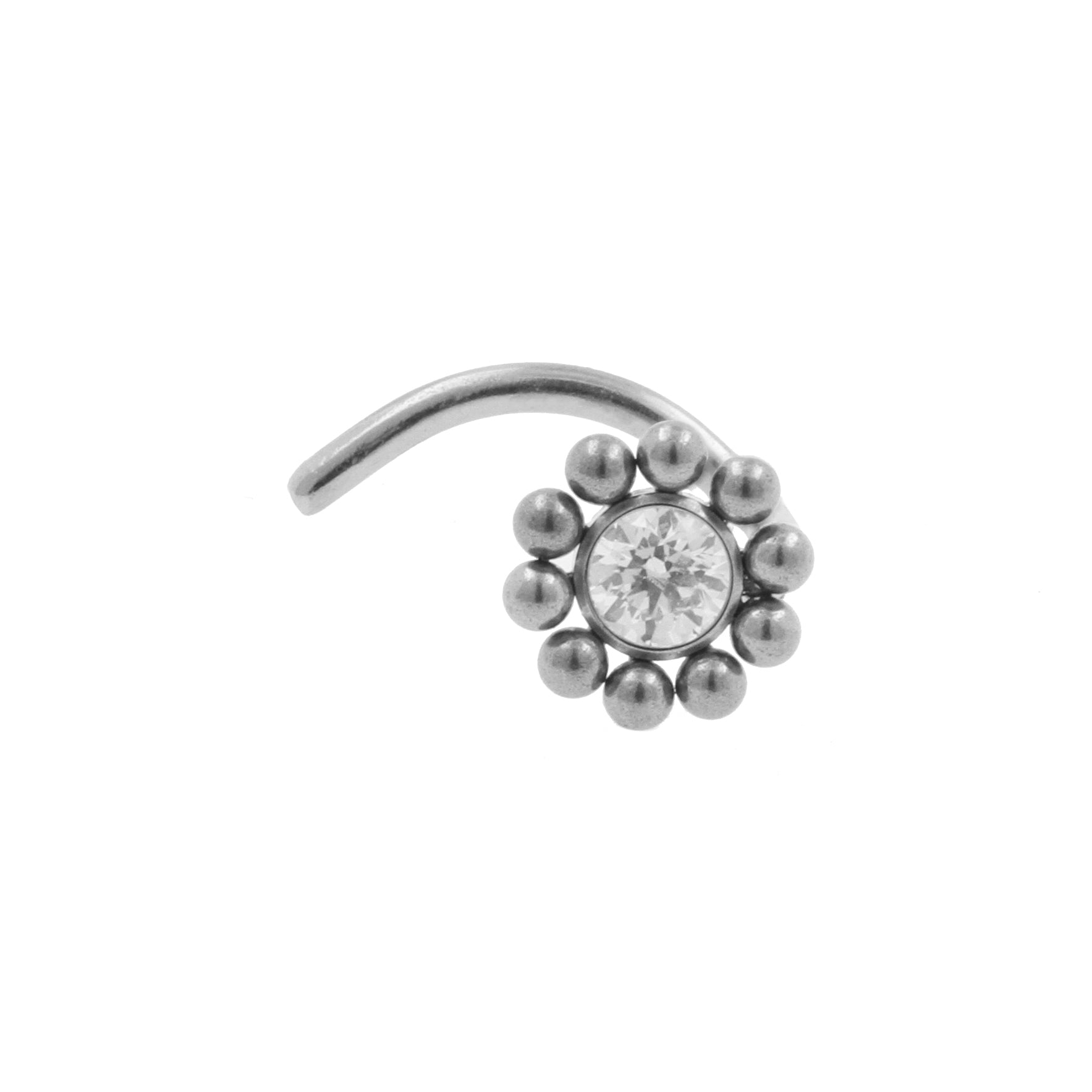 Titanium Nose Stud With Zirconia Cluster