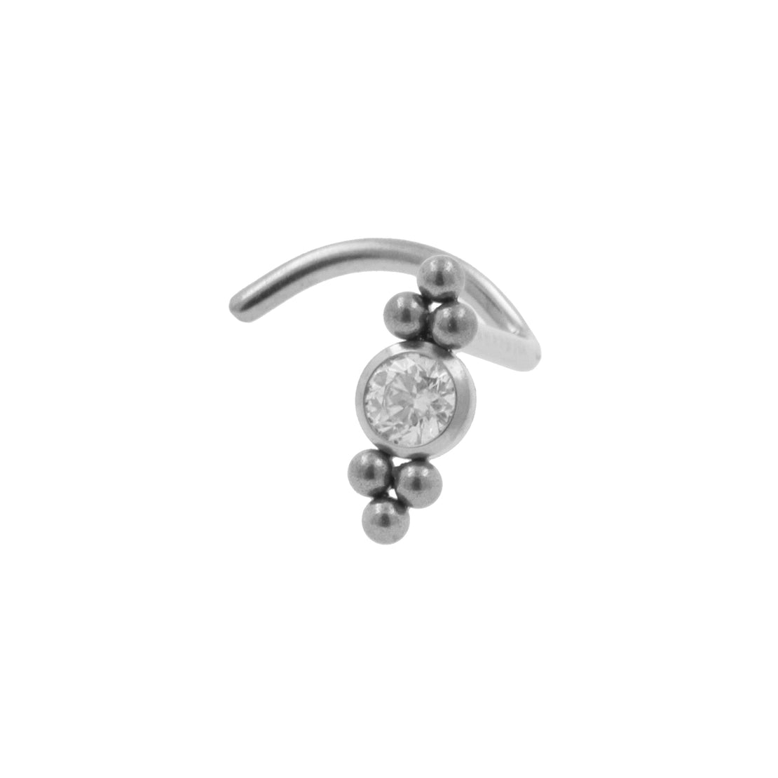 Titanium Nose Stud With Zirconia Cluster