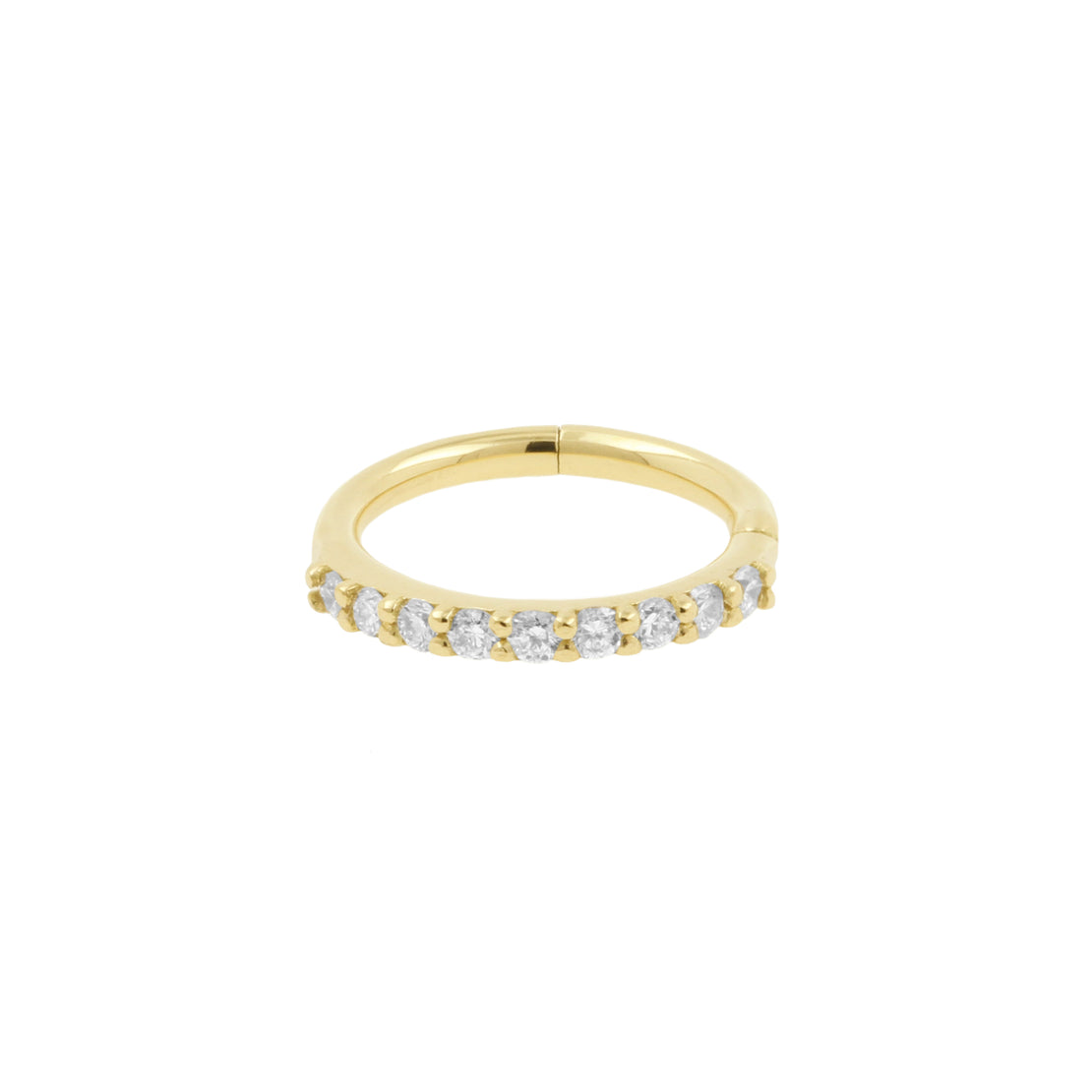 18 Karat Gold Nose Click Ring With Diamonds