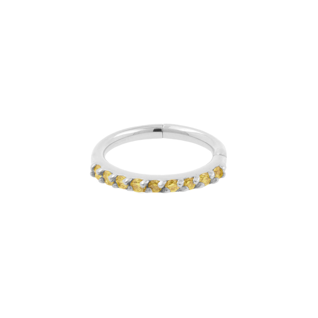 18 Karat White Gold Nose Click Ring With Diamonds