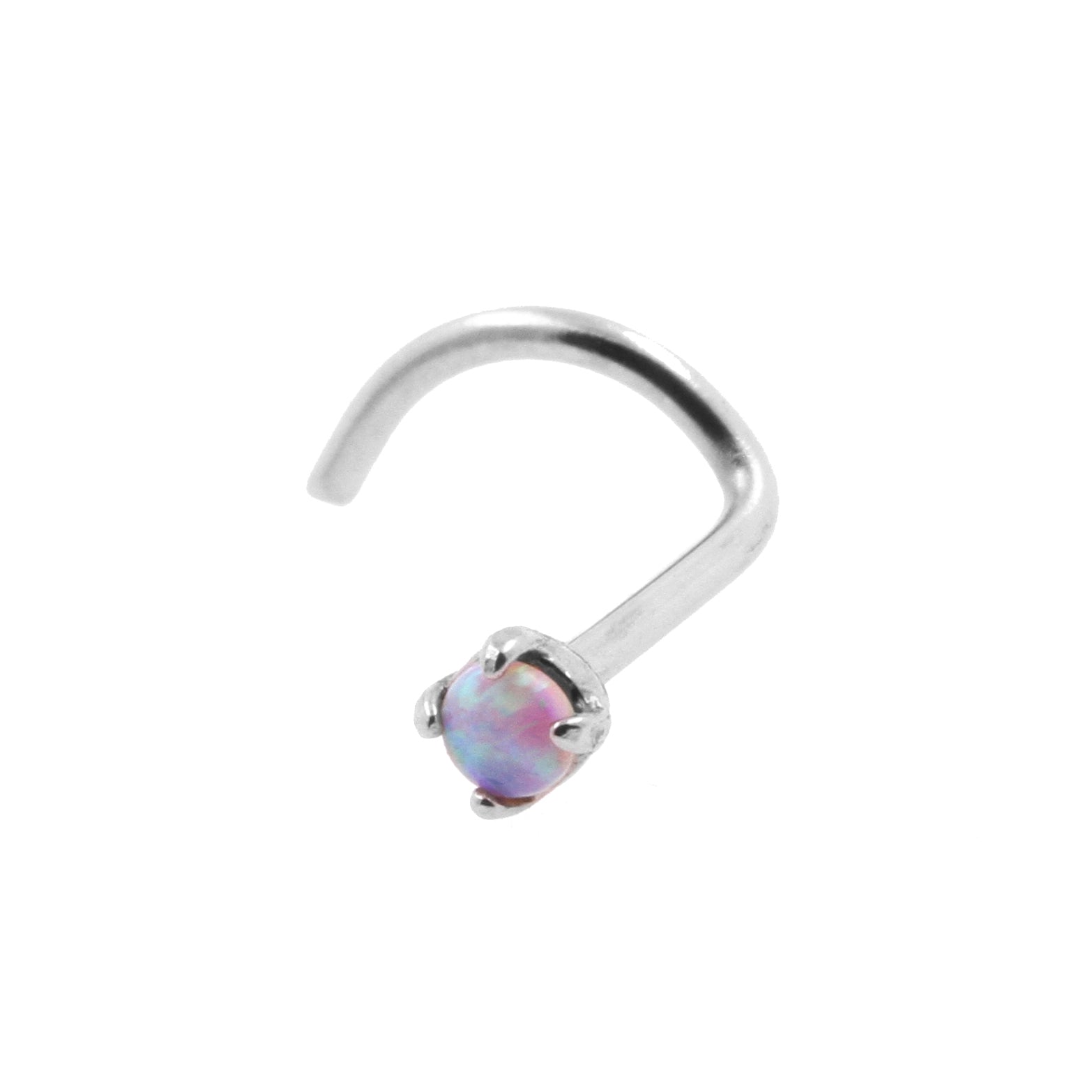 Surgical Steel Prong-set Opal Nosestud Pink Opal