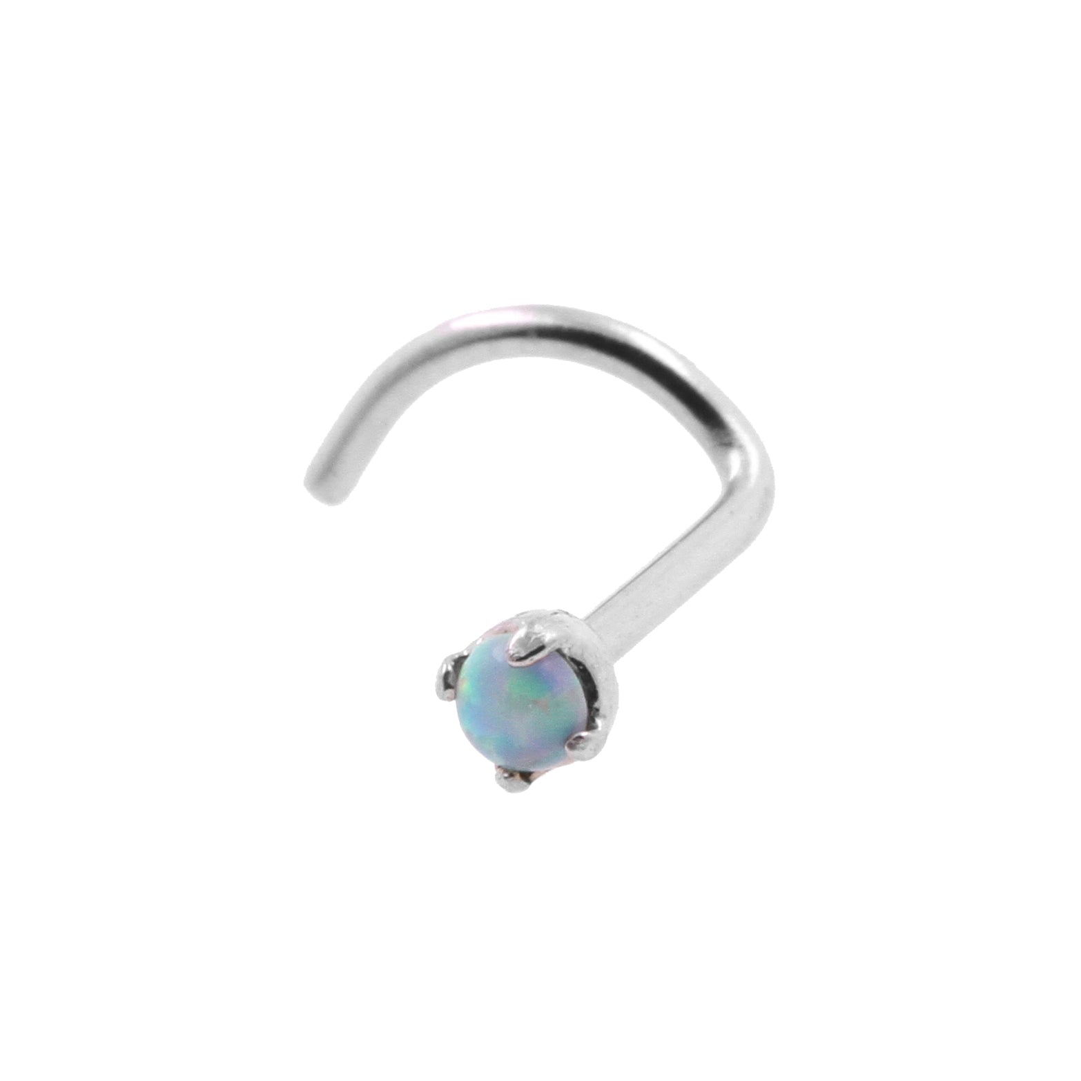 Surgical Steel Prong-set Opal Nosestud Light Green Opal