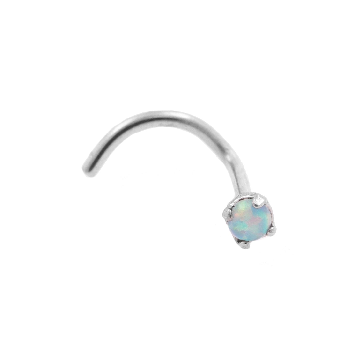 Surgical Steel Prong-set Opal Nosestud Light Green Opal