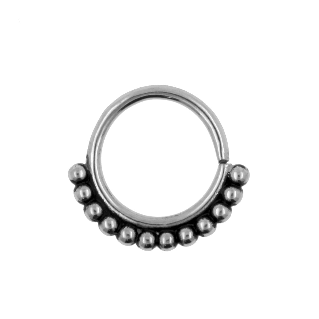 Surgical Steel Continuous Ring - Vintage Dots Silver