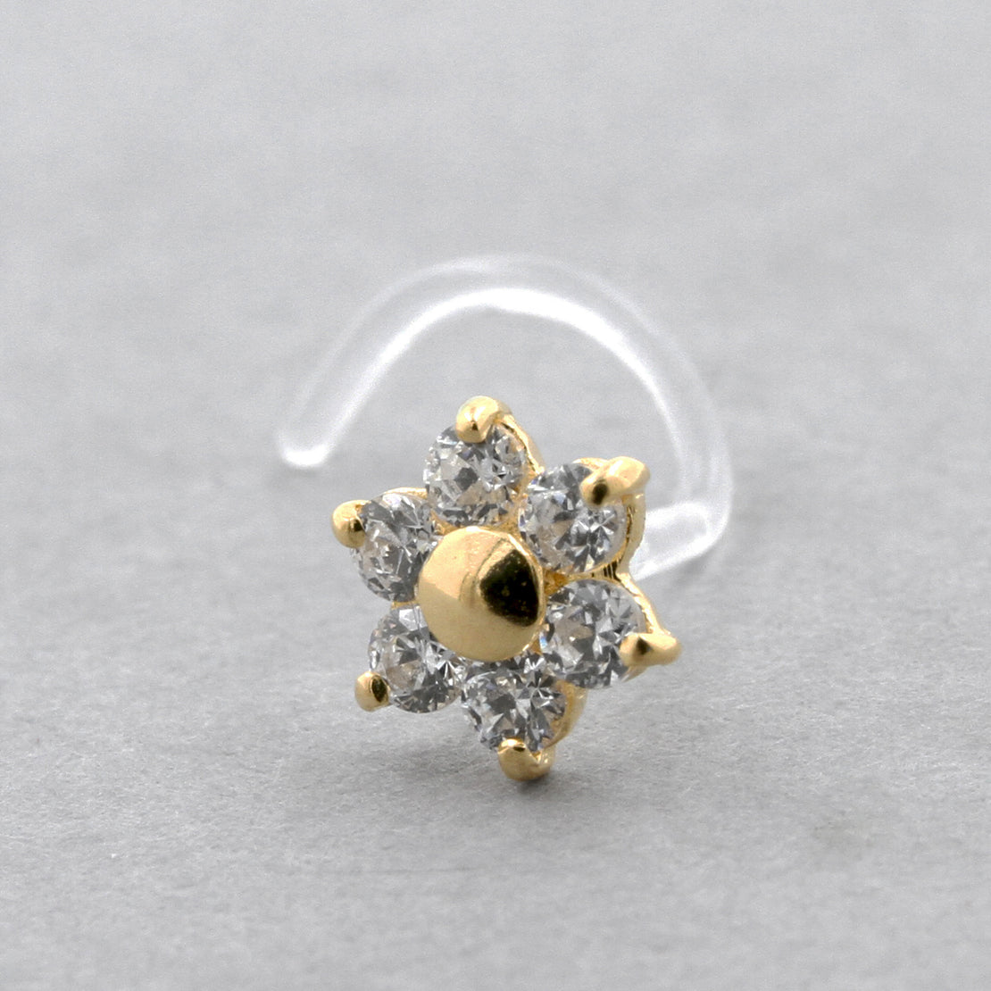 Bioplast Nosestud - Gold Zirconia Flower
