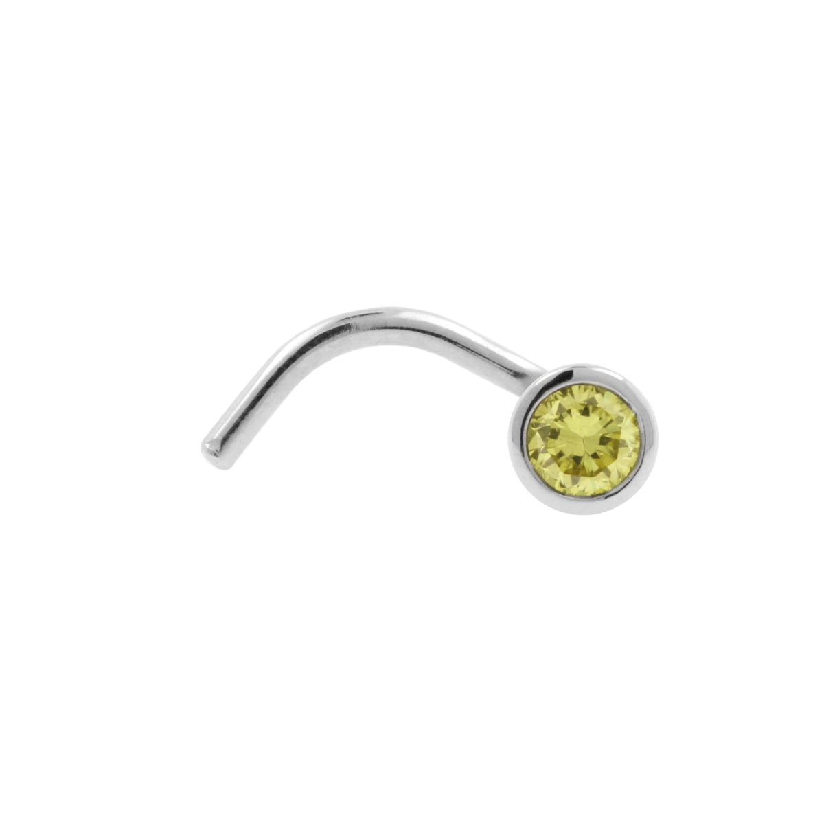 Platinum Nose Stud With Yellow Diamond