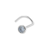 Platina Neusstud Met Blauwe Diamant