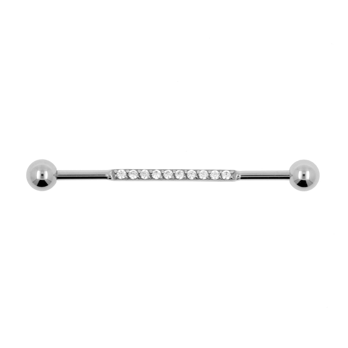 Surgical Steel Jewelled Industrial Barbell Silver