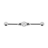 Surgical Steel Jewelled Industrial Barbell - Oval Jewel Silver
