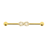 Surgical Steel Jewelled Industrial Barbell - Infinity Gold