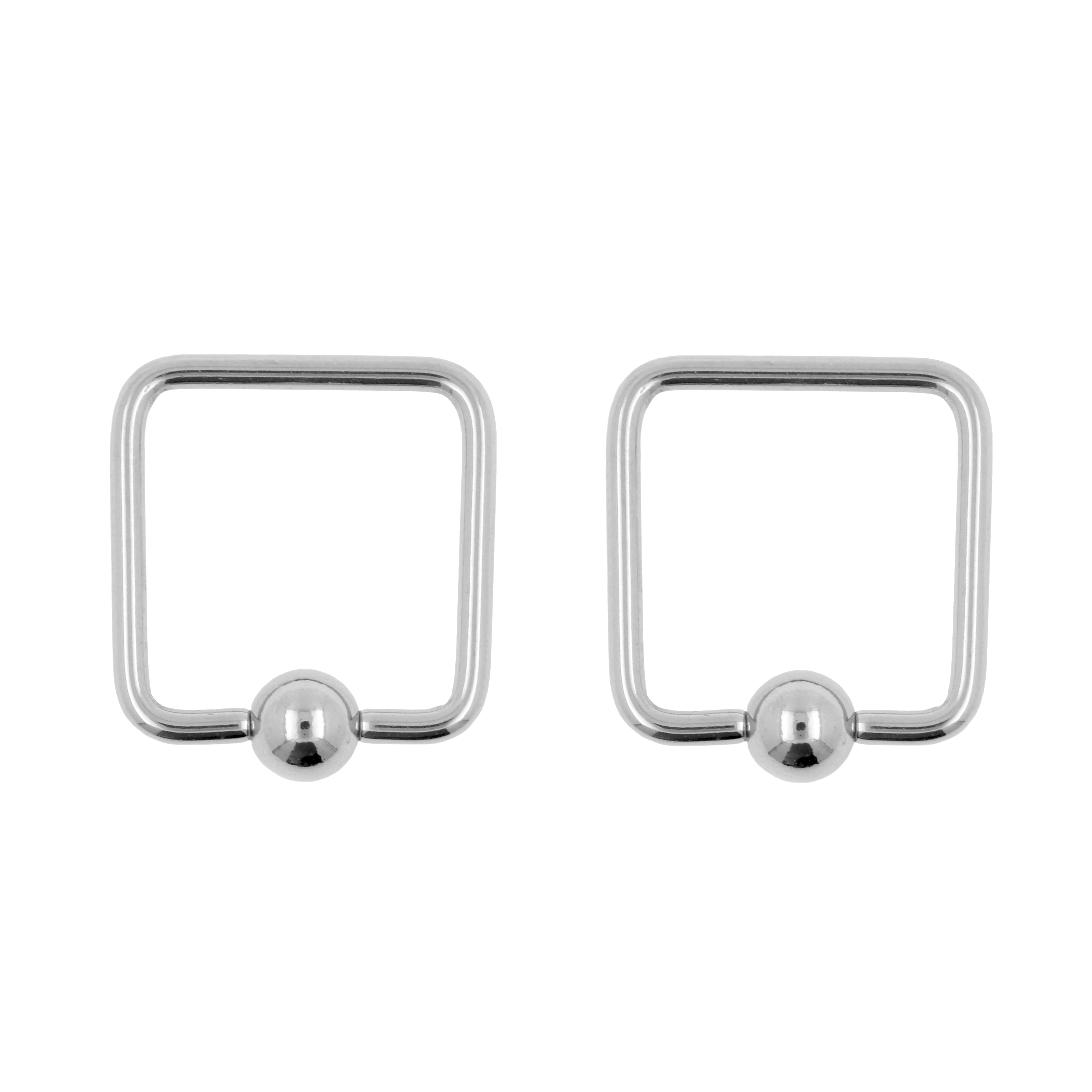 Surgical Steel Ball Closure Ring - Square With Ball Silver