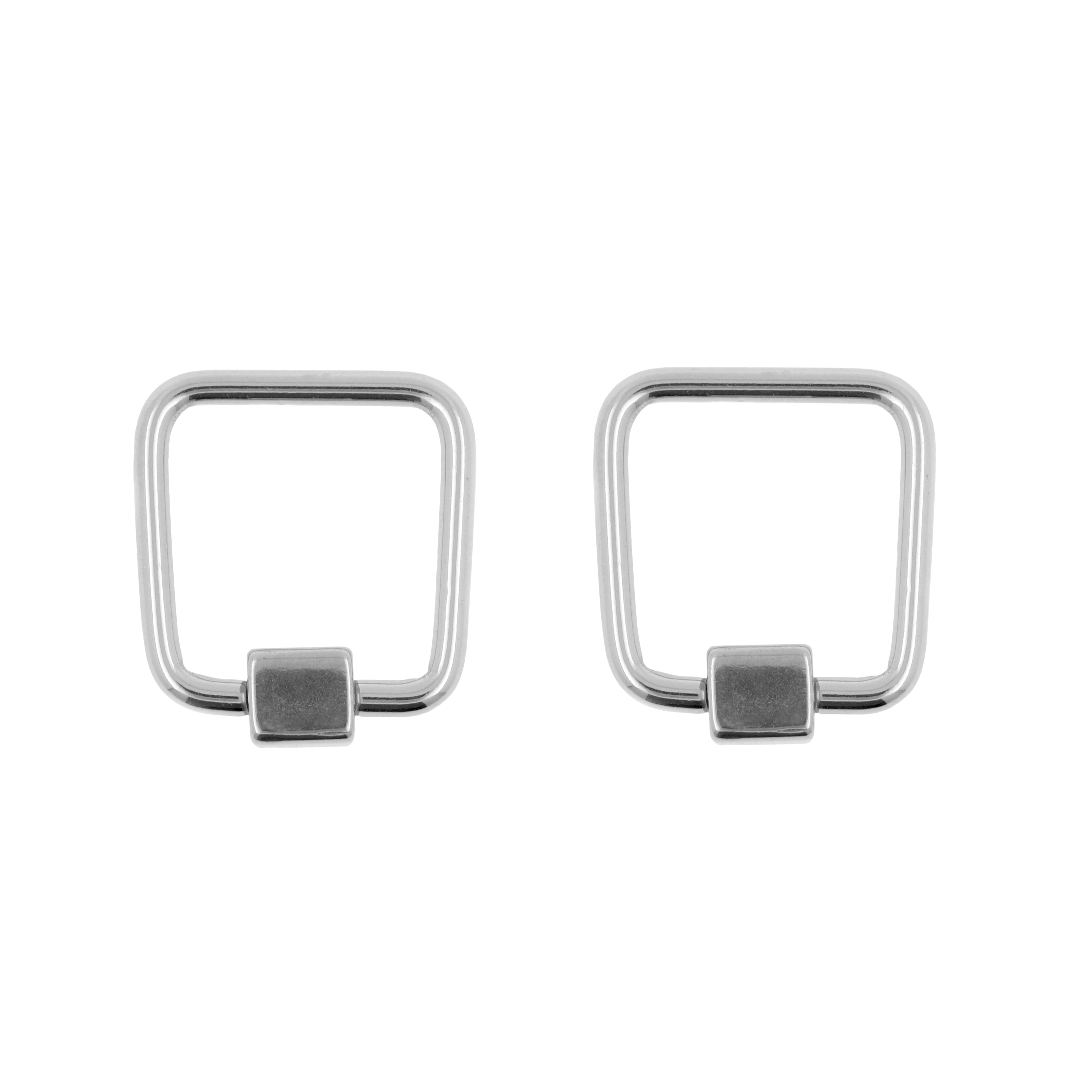 Surgical Steel Ball Closure Ring - Square With Cube Silver