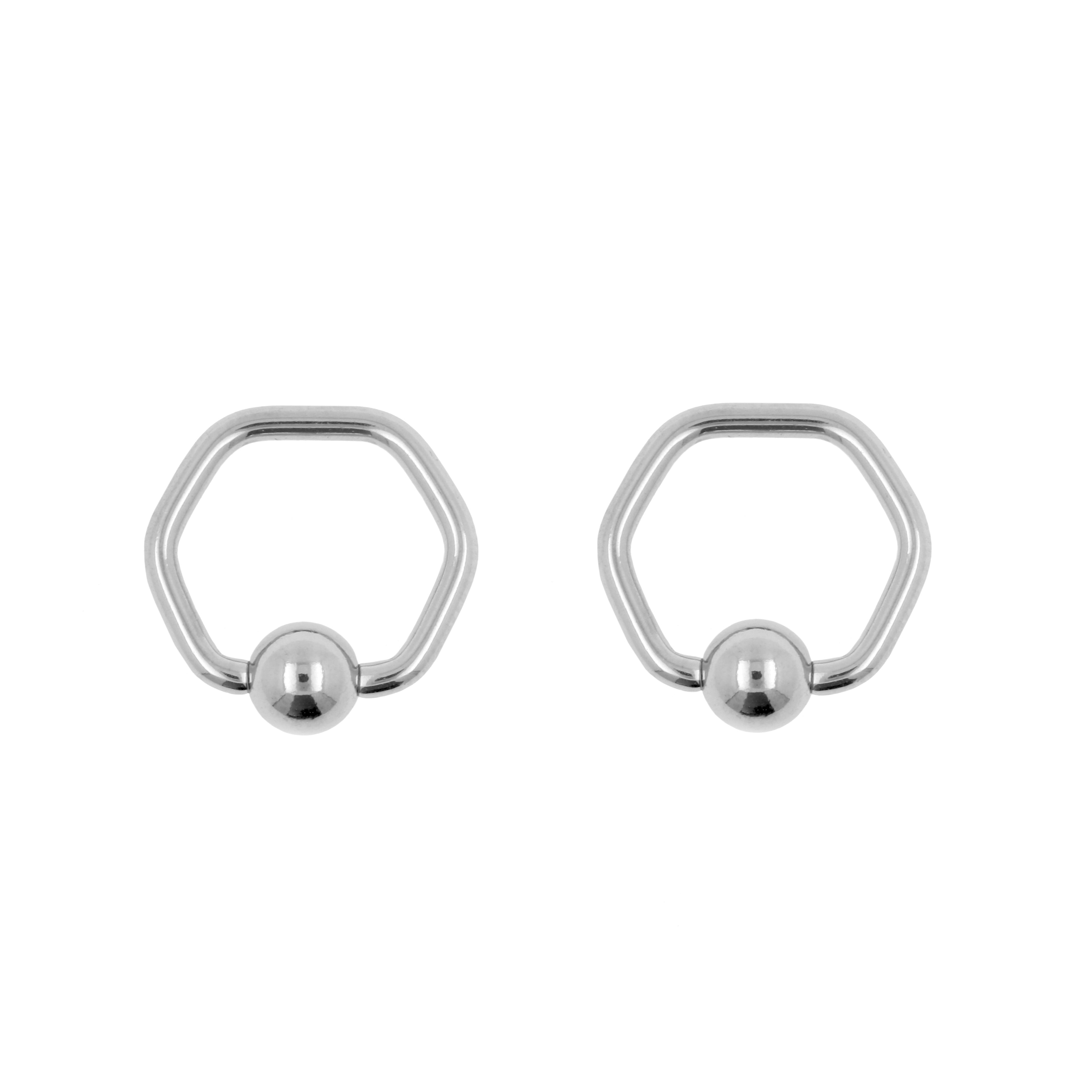 Surgical Steel Ball Closure Ring - Hexagon with Ball Silver