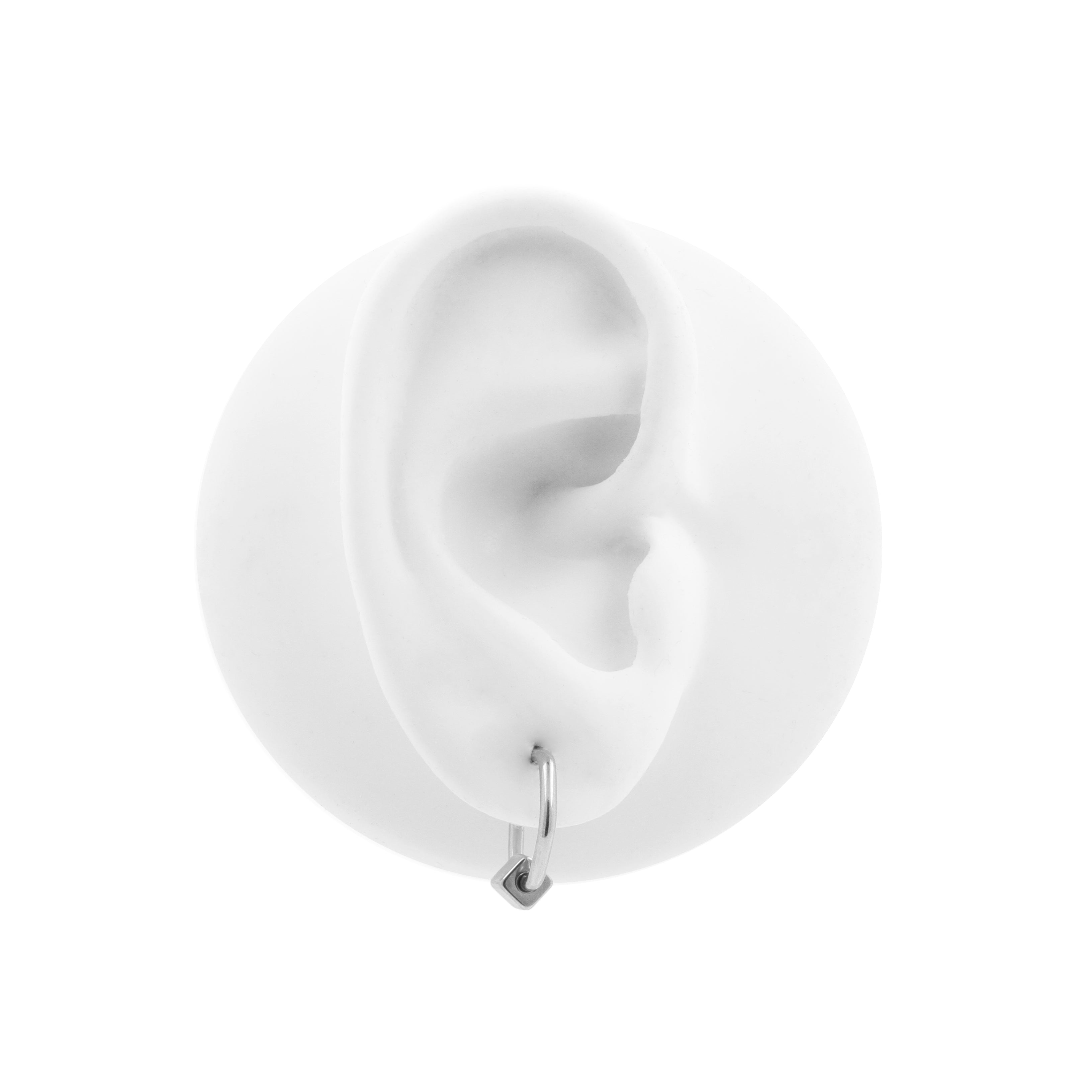 Surgical Steel Ball Closure Ring - Hexagon with Cube Silver