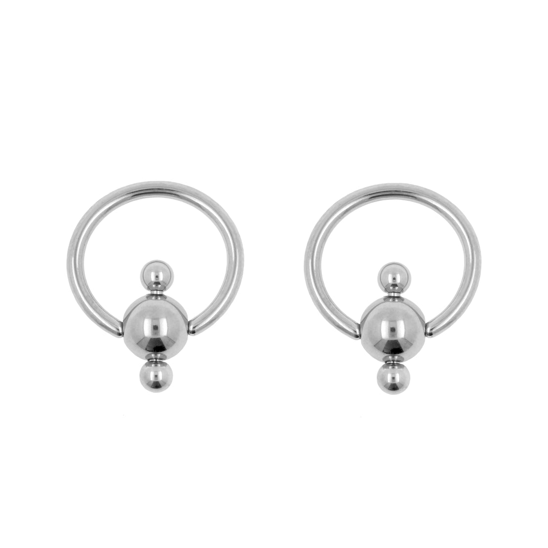 Surgical Steel Ball Closure Ring - Triple Ball Silver