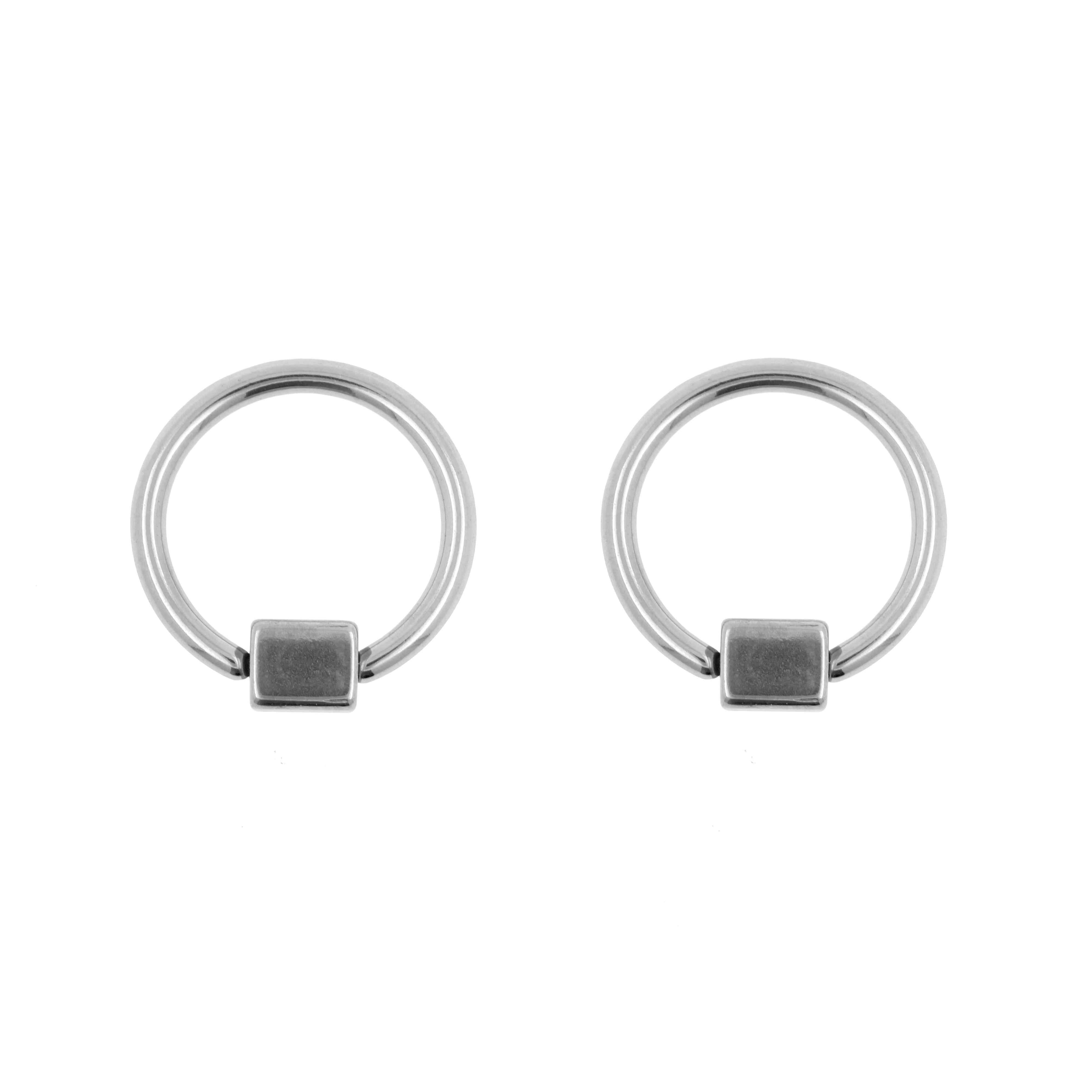 Surgical Steel Ball Closure Ring - With Cube Silver