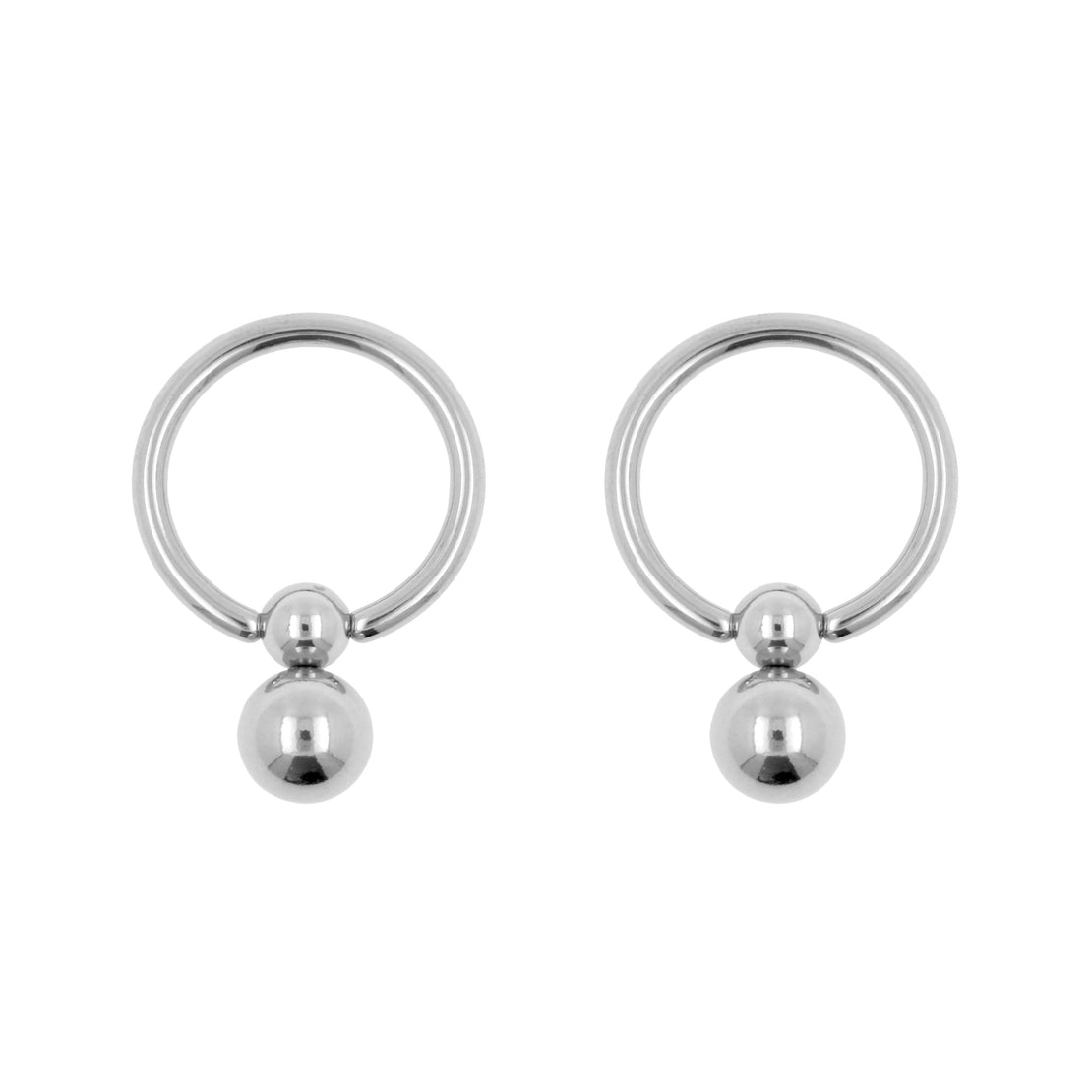 Surgical Steel Ball Closure Ring - With Two Balls Silver