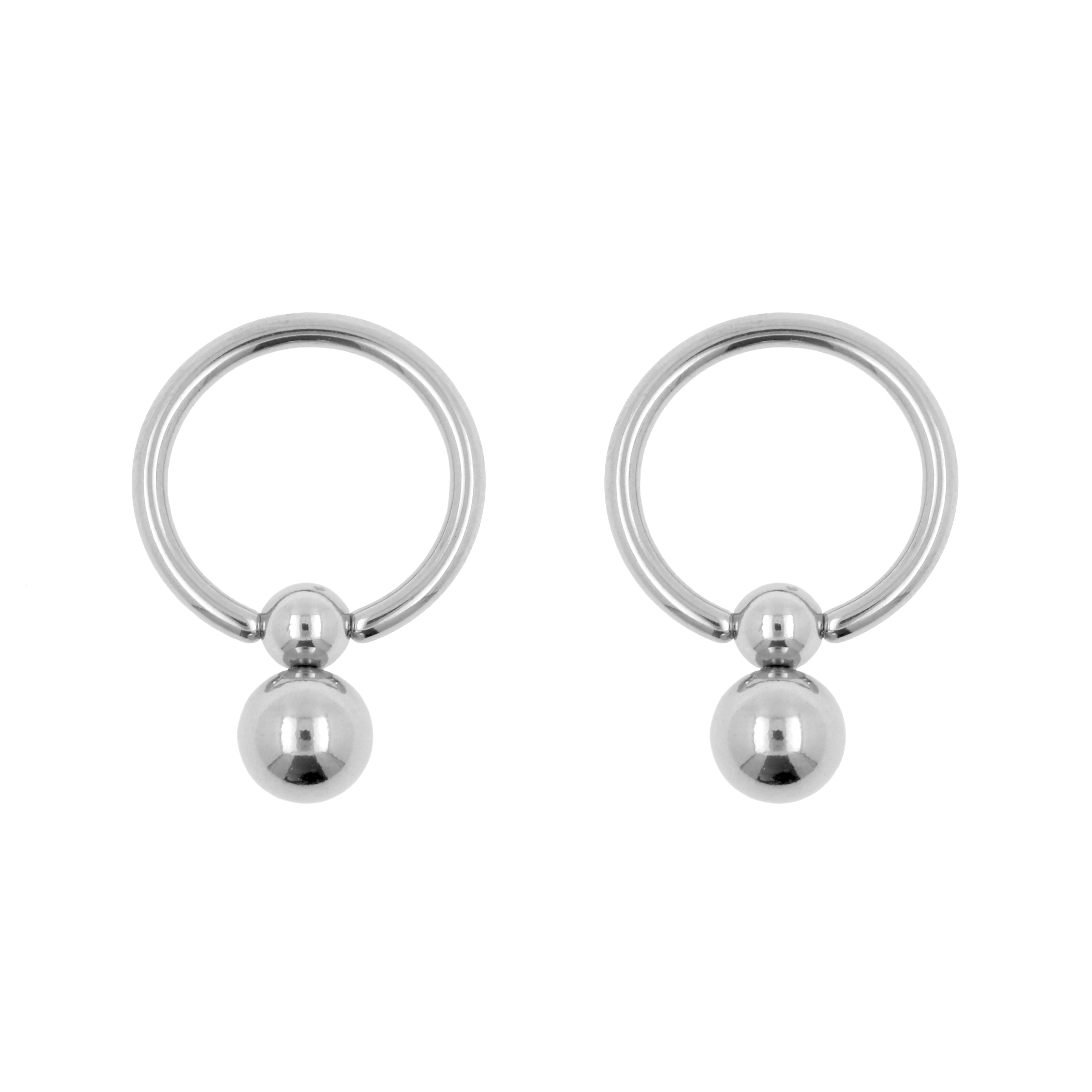 Surgical Steel Ball Closure Ring - With Two Balls Silver