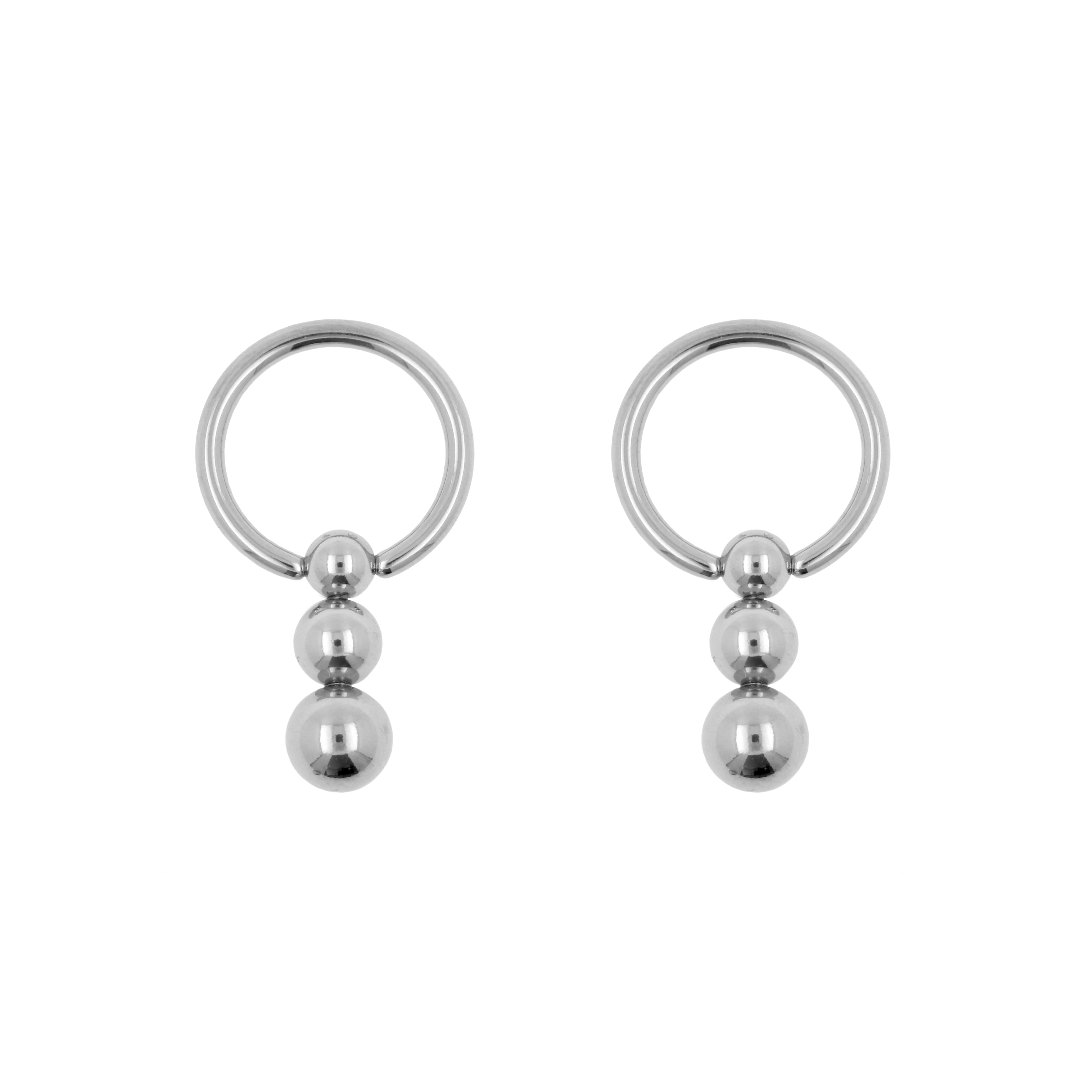 Surgical Steel Ball Closure Ring - With Three Balls Silver