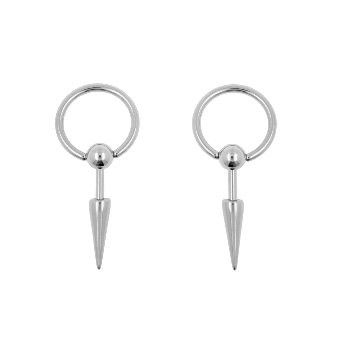 Surgical Steel Ball Closure Ring - Barbell 3 Spikes Silver