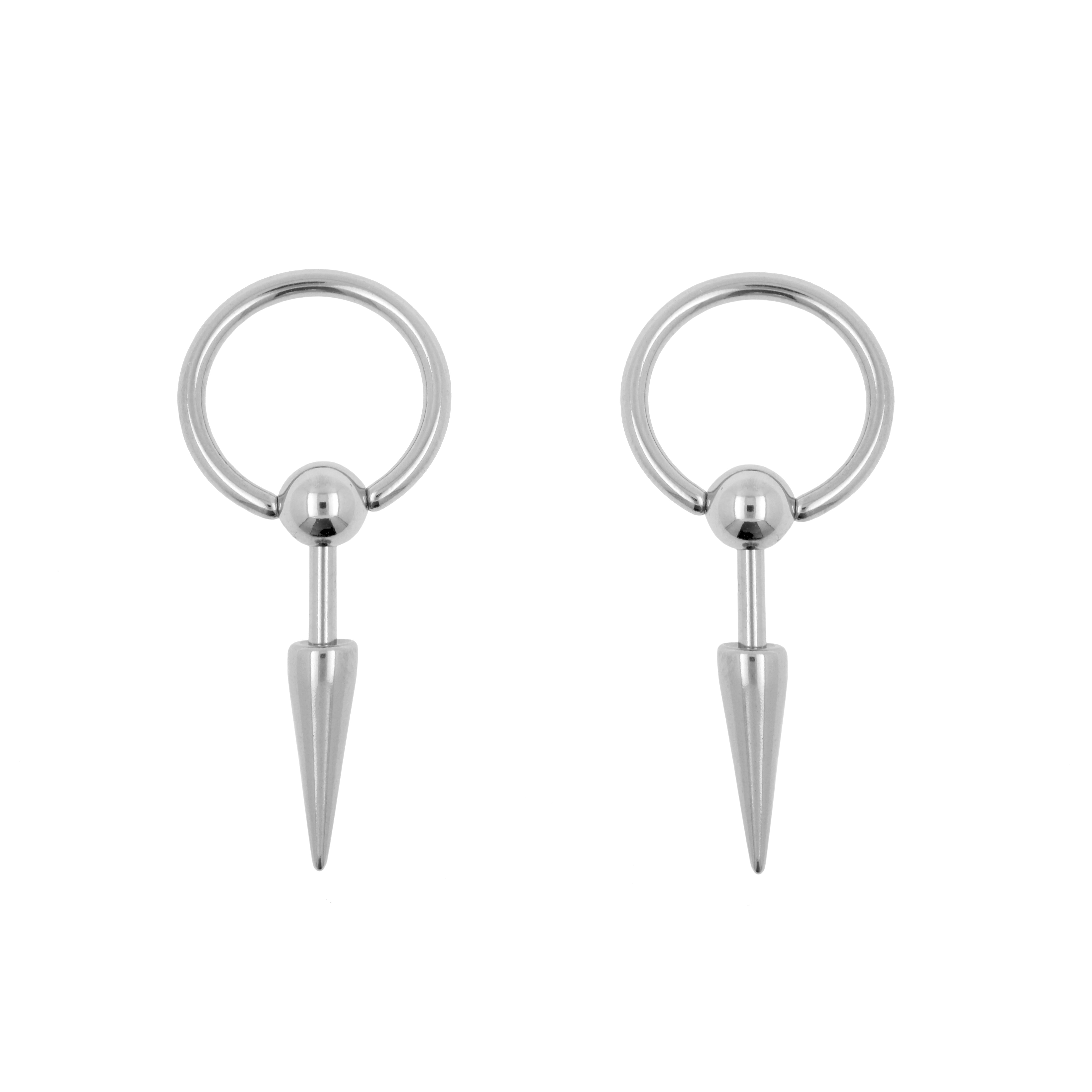 Surgical Steel Ball Closure Ring - Barbell 3 Spikes Silver
