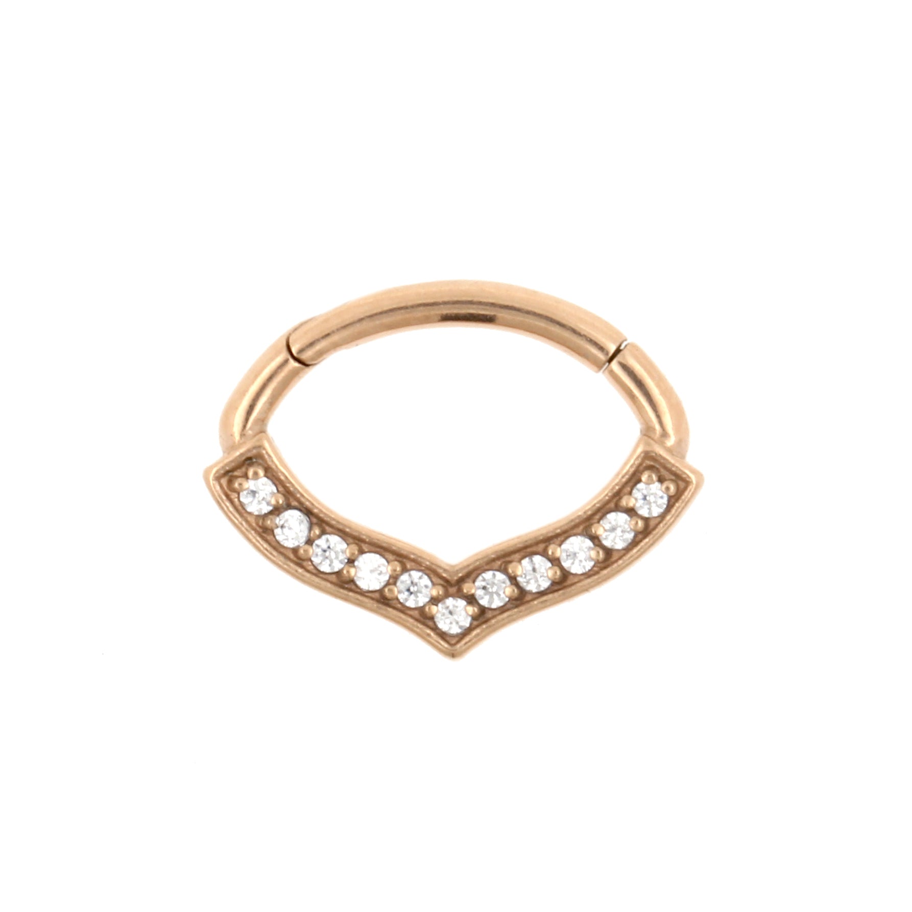 Surgical Steel Daith Clicker - Zirconia Drop Rose Gold