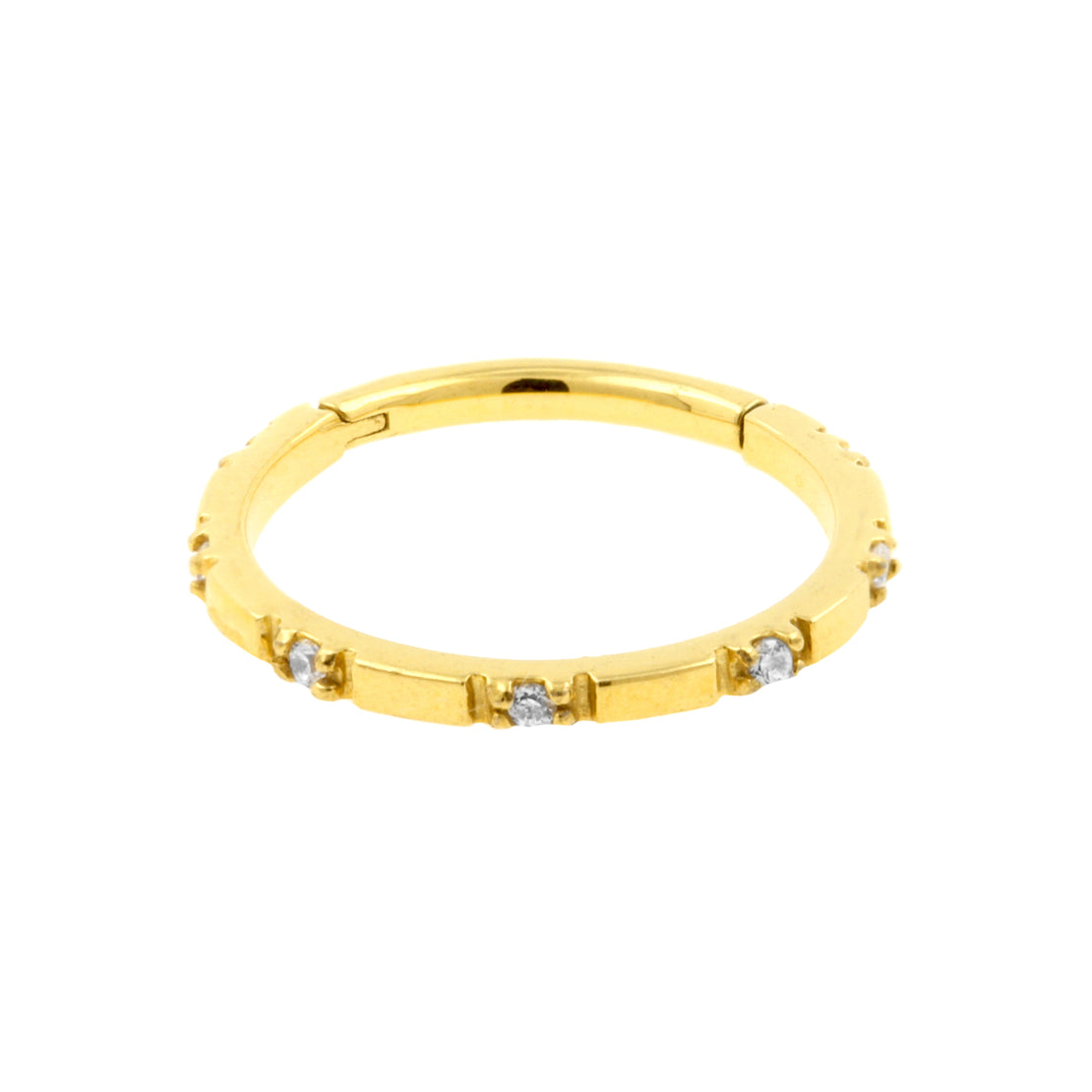 Surgical Steel Conch Clicker - Bar & Gems Gold