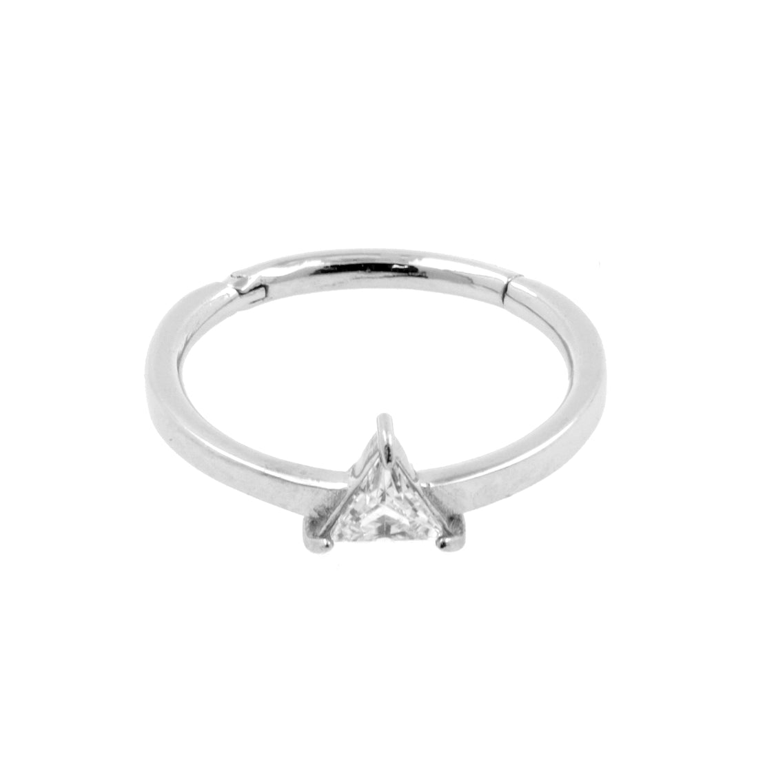 Surgical Steel Conch Clicker - Set With Triangle Cubic Zirconia Silver