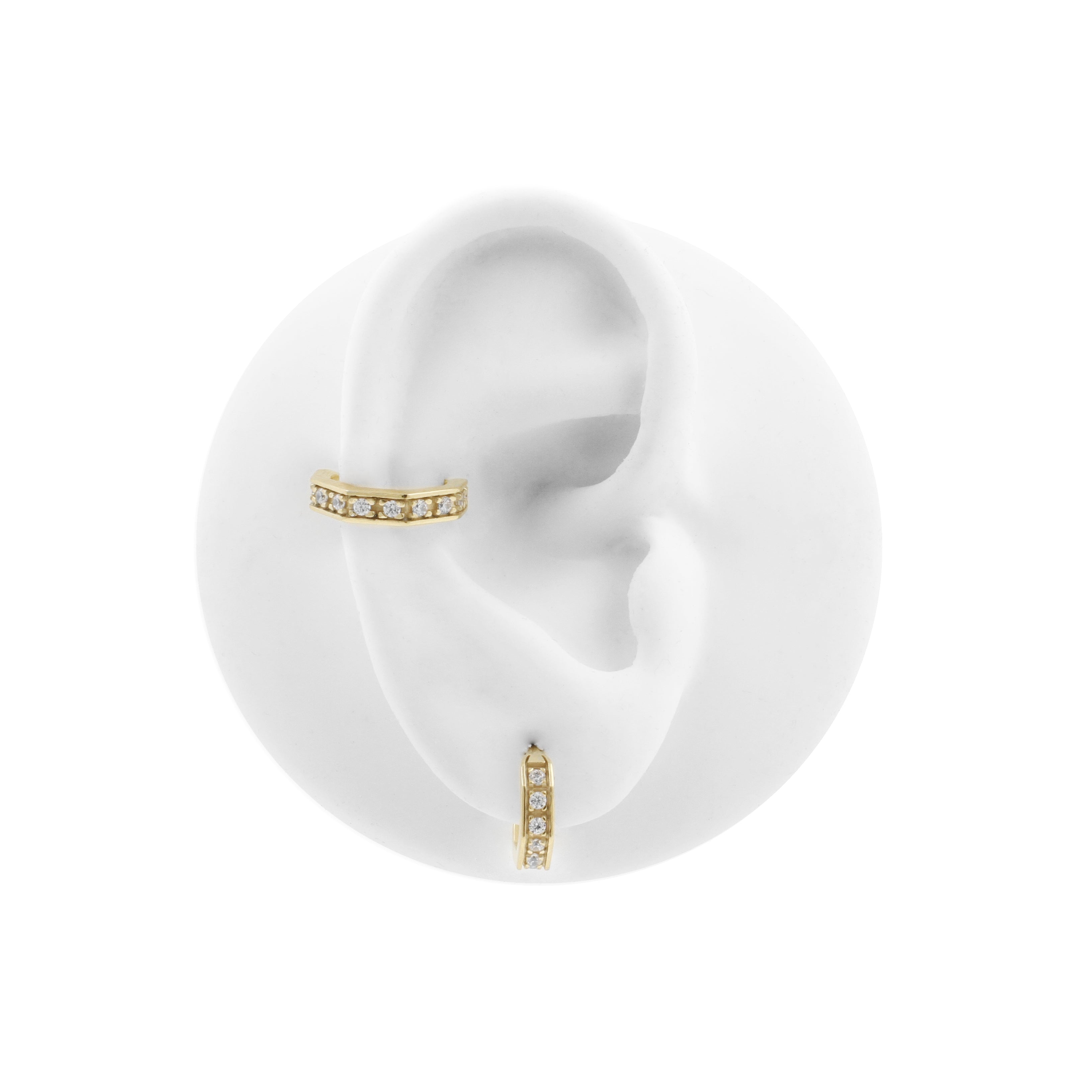 Nickel-Free Stainless Steel Octagon Click Ring Set With Zirconia Gold