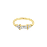 Nickel-Free Stainless Steel Click Ring Set With Zirconia Baguette Gold