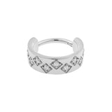 Nickel-Free Stainless Steel Flat Click Ring Set with Zirkonia Silver