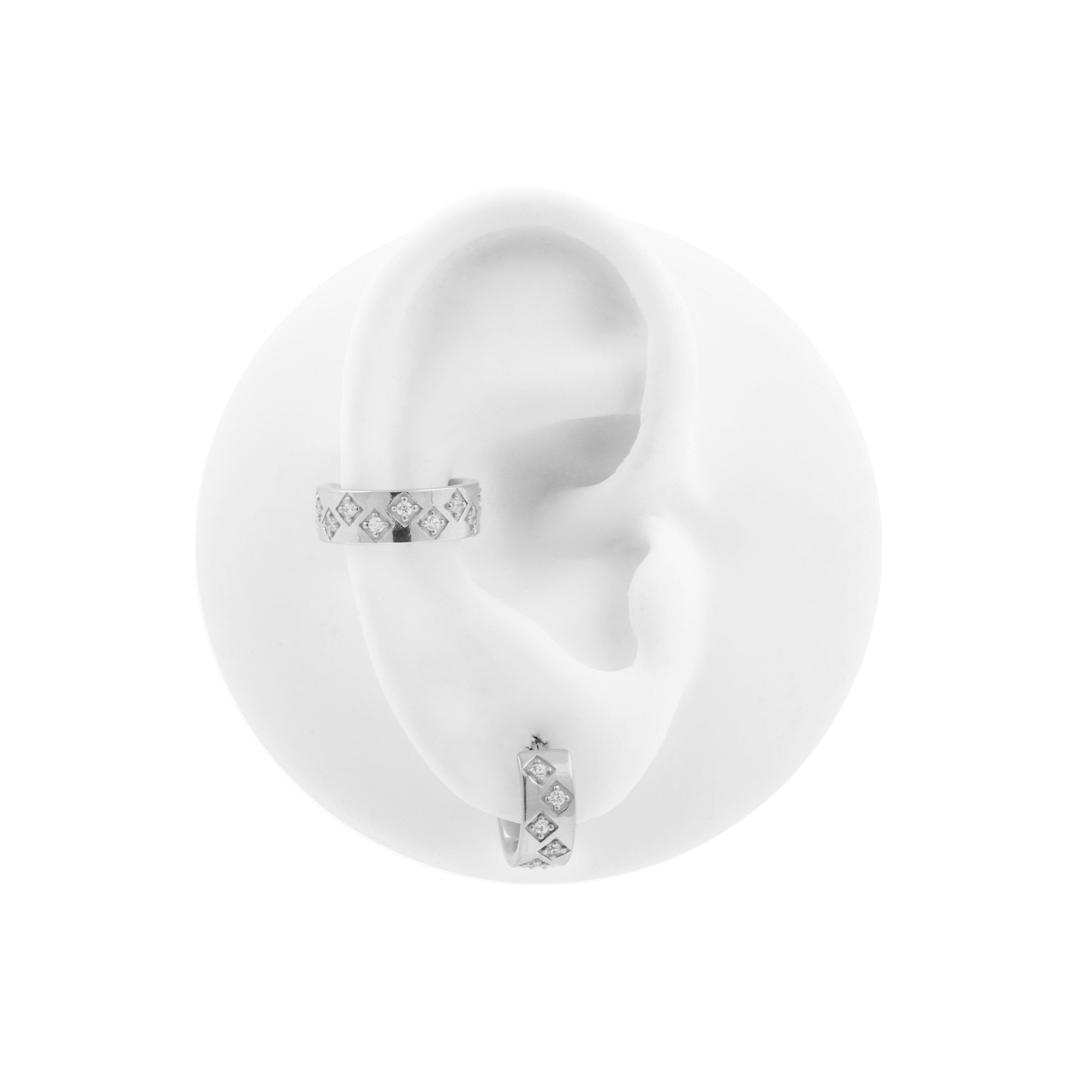 Nickel-Free Stainless Steel Flat Click Ring Set with Zirkonia Silver