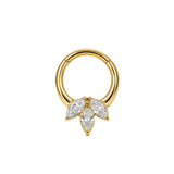 Nickelfreier Edelstahl-Clicker - Triple Marquise Zirkonia Gold