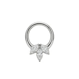 Nickelfreier Edelstahl-Clicker - Triple Marquise Zirkonia Silber