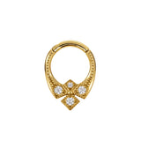 Nickelfreier Edelstahl-Clicker - Zirkonia Vintage Crown Gold
