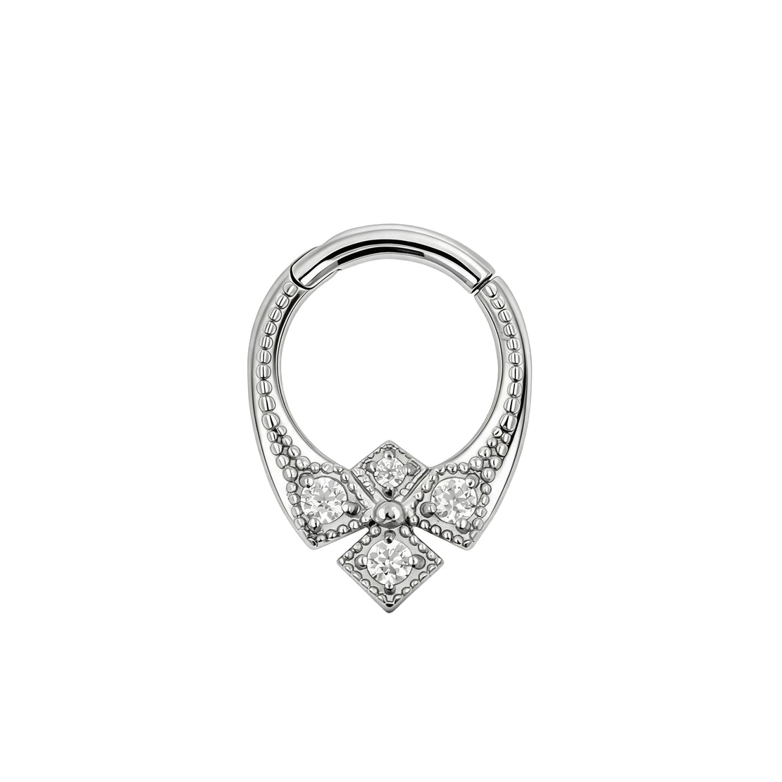 Nickelfreier Edelstahl-Clicker - Zirkonia Vintage Crown Silber