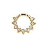 Nickel-Free Stainless Steel Click Ring - Zirconia Sunflower Gold