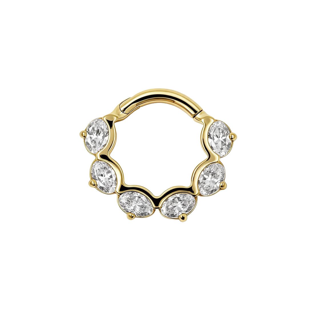 Nickelfreier Edelstahl-Clicker - Zirkonia Ovals Gold