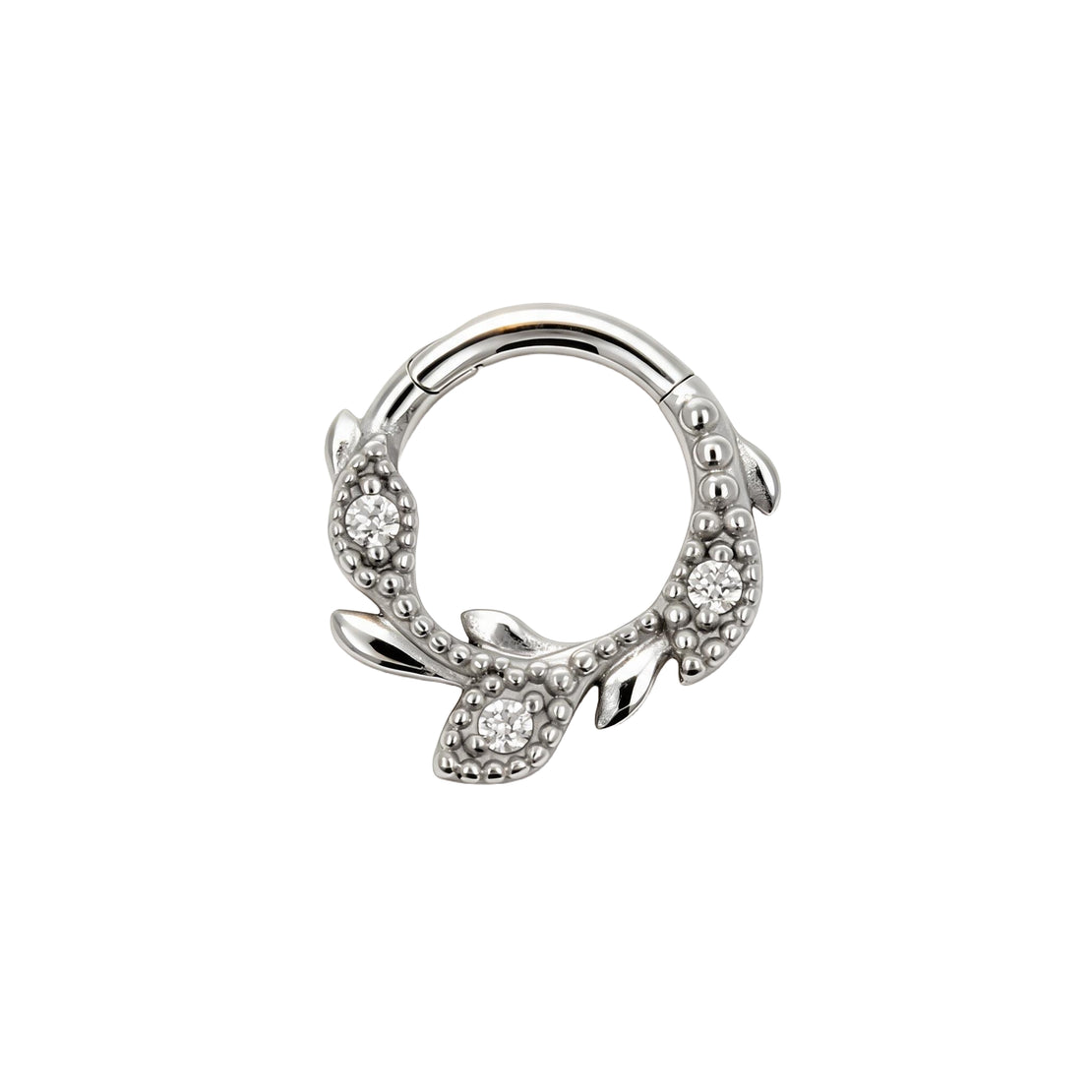Nickelfreier Edelstahl-Clicker - Zirkonia Vine Silber