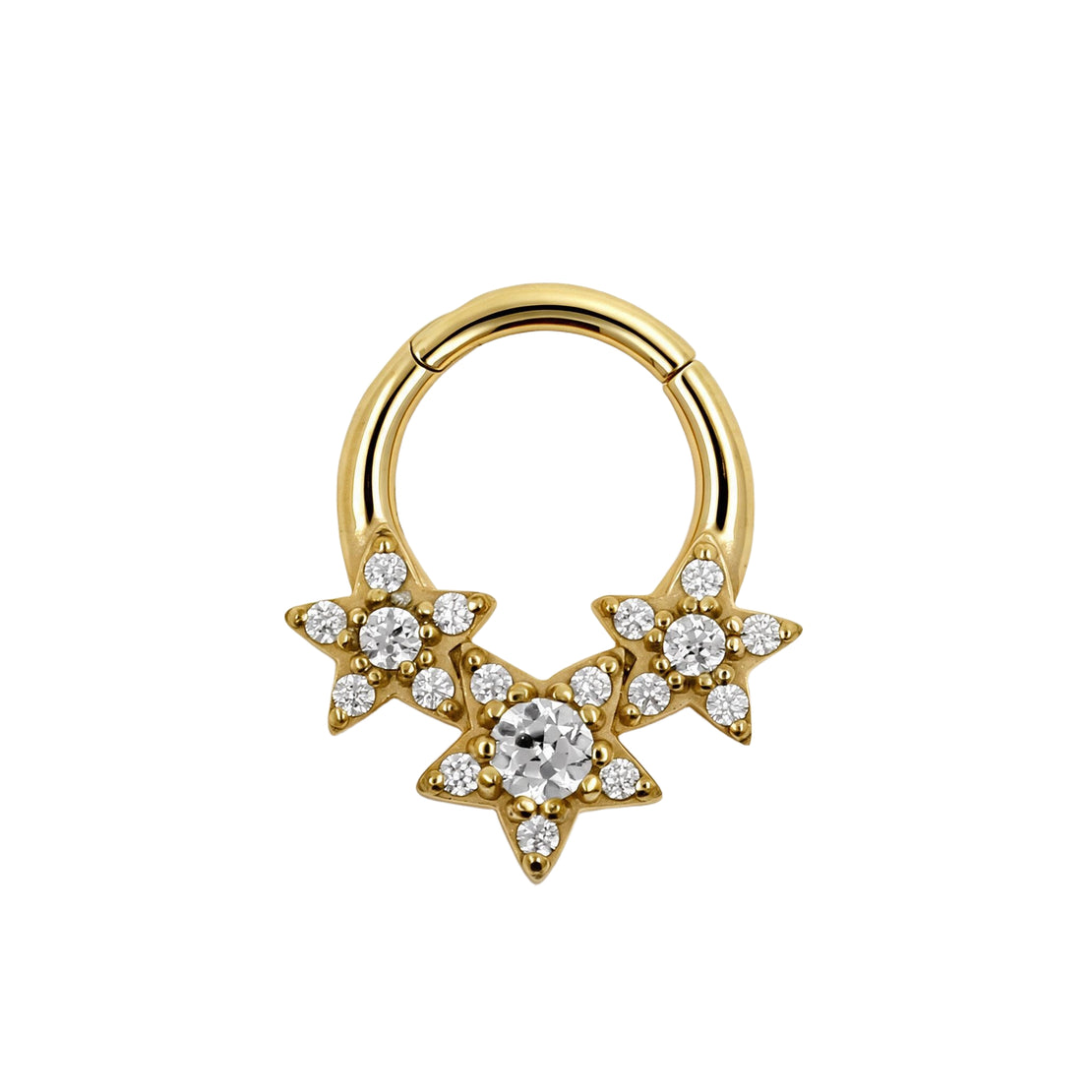 Nickelfreier Edelstahl-Clicker - Zirkonia Stars Gold