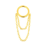 Surgical Steel Click Ring With Chain Gold