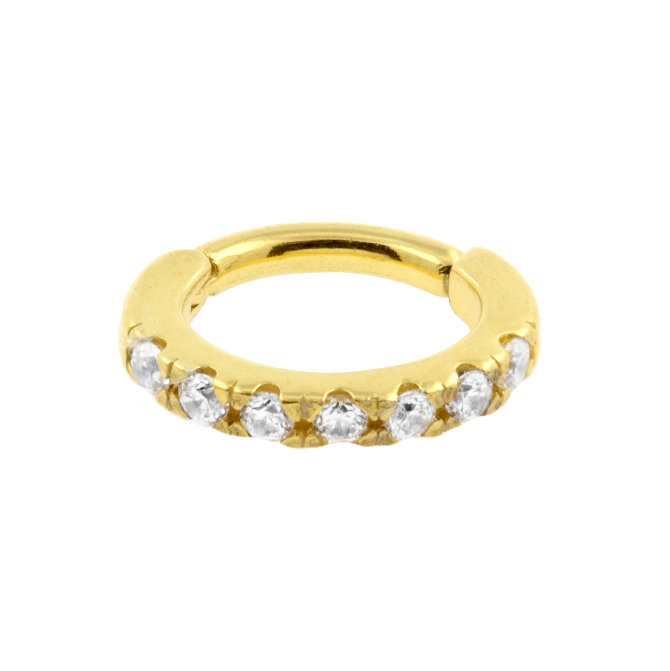 Surgical Steel Jewelled Rook Piercing Oval Click Ring Clear