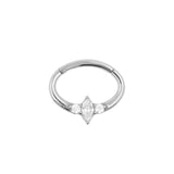 Surgical Steel Daith Clicker - Marquise Cluster Silver