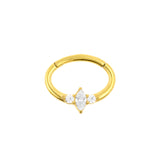Surgical Steel Daith Clicker - Marquise Cluster Gold