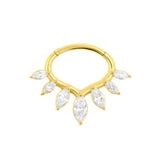 Nickel-Free Stainless Steel Daith Clicker - Marquise Tiara Gold
