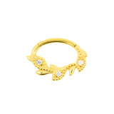 Nickel-Free Stainless Steel Daith Clicker - Zirconia Vine Gold