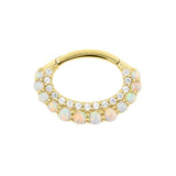 Nickel-Free Stainless Steel Daith Clicker - Opal And Zirconia White opal