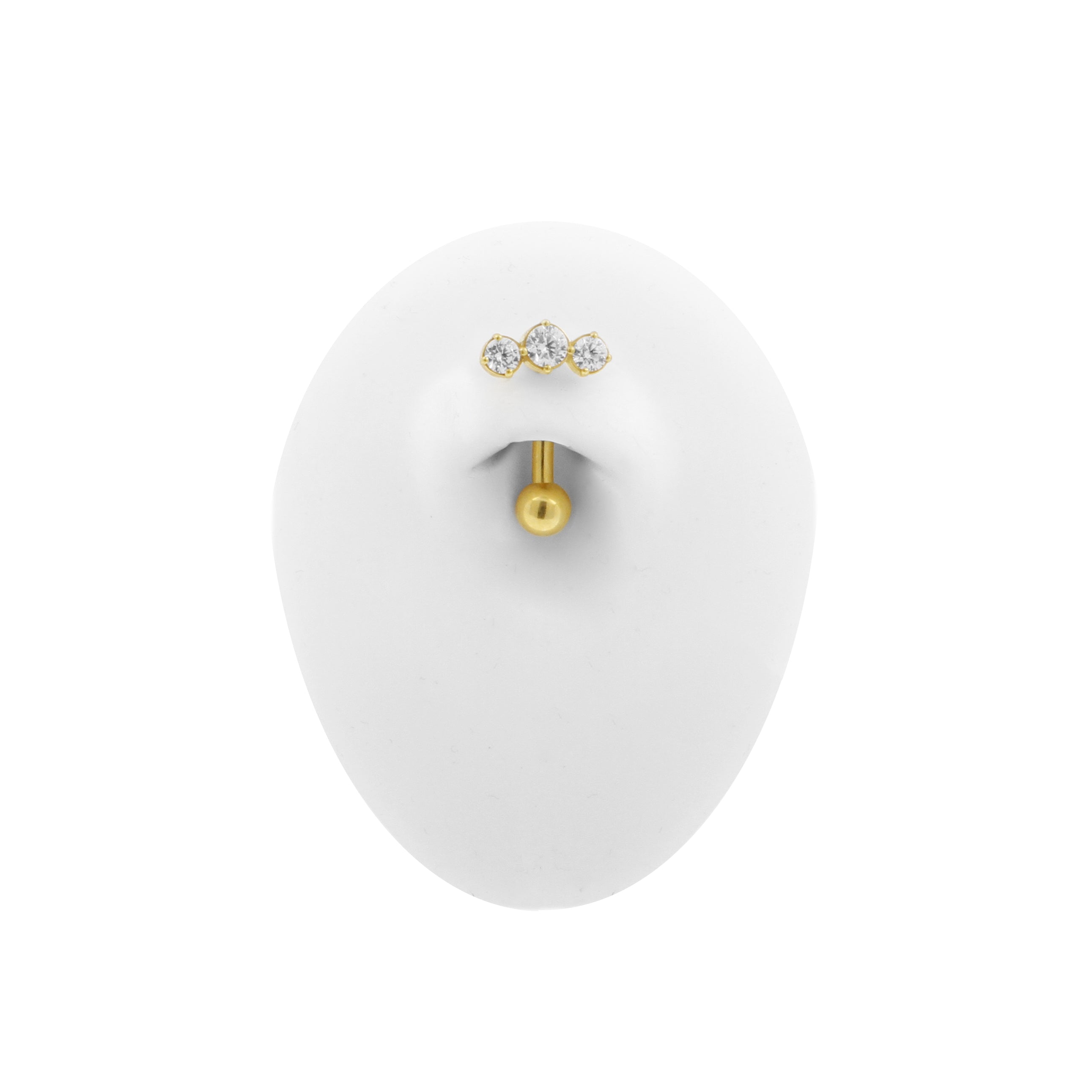 Surgical Steel Navel Curve Triple Zirconia Gold