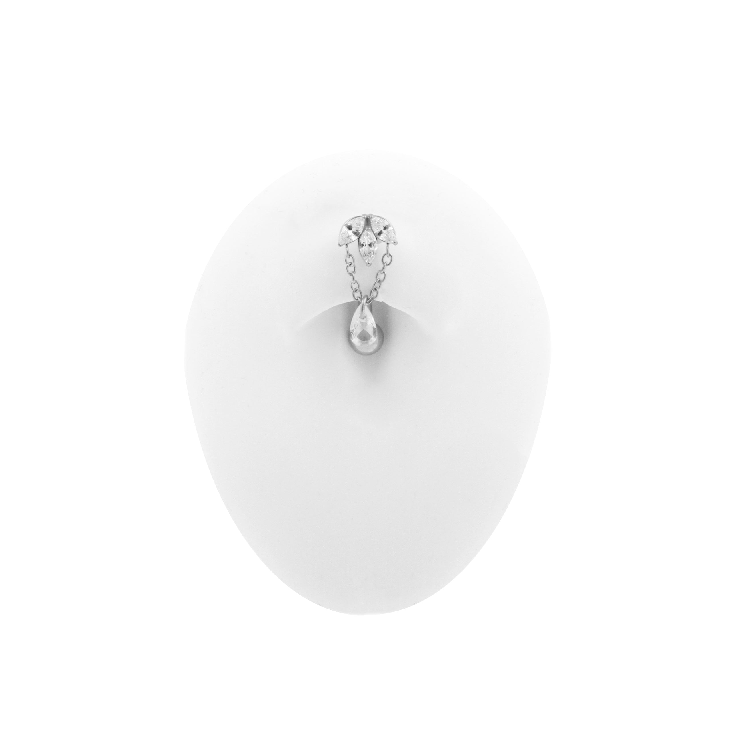 Surgical Steel Navel Curve Triple Zirconia Silver