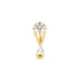 Surgical Steel Navel Curve Zirconia Drop Dangle Gold